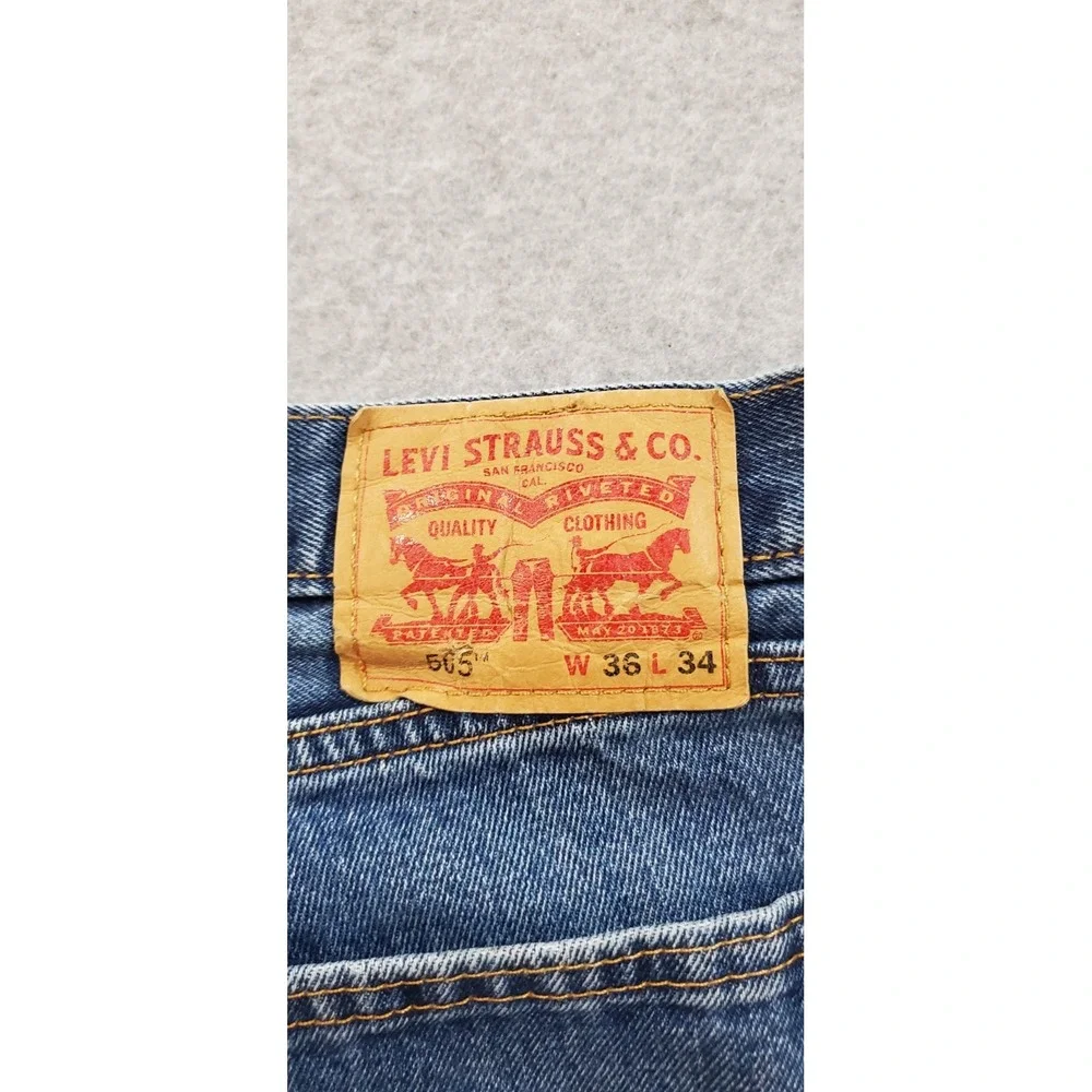 Levi's‎ 505 Men's Straight Leg Blue Jeans, Regular Fit, Size 36x34, 100% Cotton